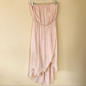 Lovers and Friend Strapless Satin Midi Dress Blush Size XS